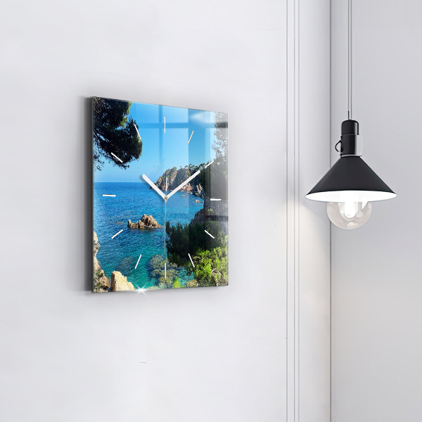 Square glass wall clock Costa Brava