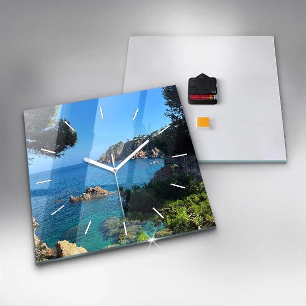 Square glass wall clock Costa Brava