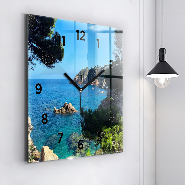 Square glass wall clock Costa Brava