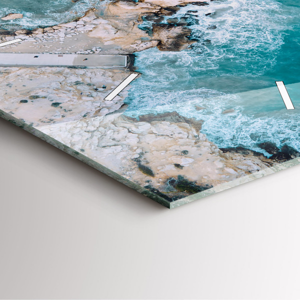 Square glass wall clock Fjords in Costa Blanca