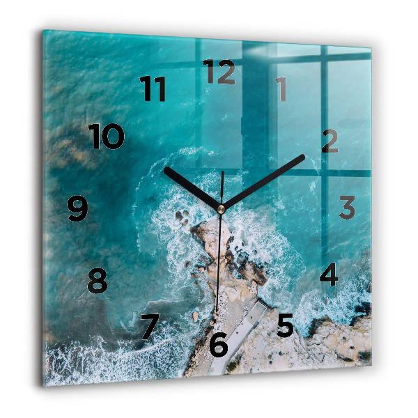 Square glass wall clock Fjords in Costa Blanca