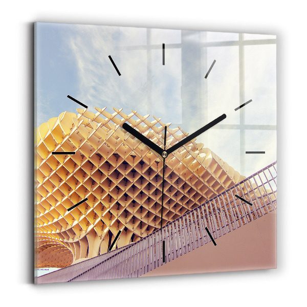 Square glass wall clock Viewpoint in Seville