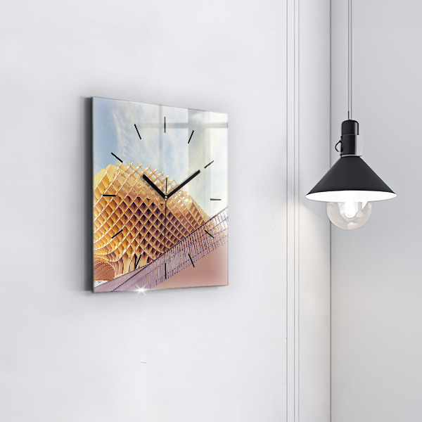 Square glass wall clock Viewpoint in Seville