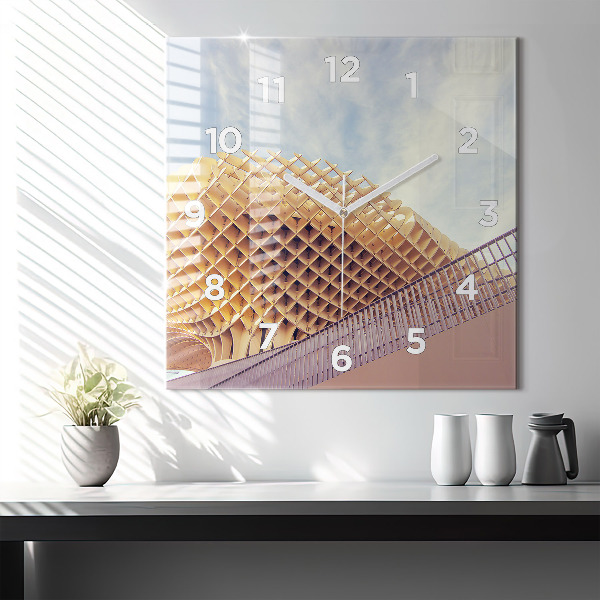 Square glass wall clock Viewpoint in Seville