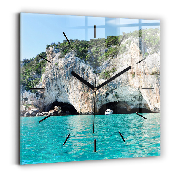 Square glass wall clock Underwater Cave