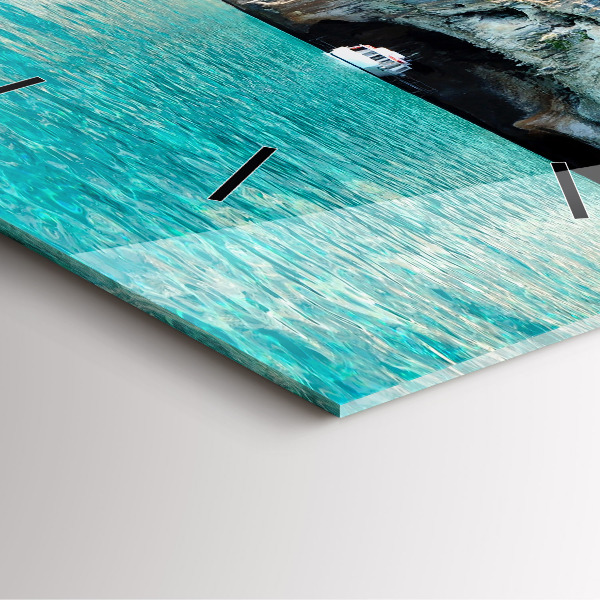 Square glass wall clock Underwater Cave