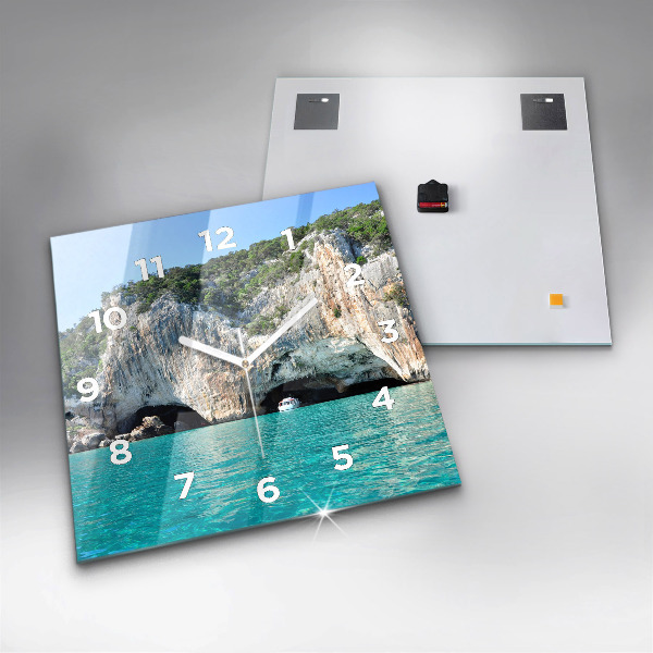 Square glass wall clock Underwater Cave