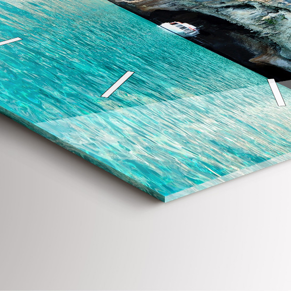Square glass wall clock Underwater Cave