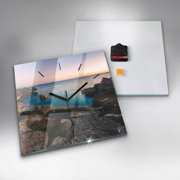 Square glass wall clock Sea landscape