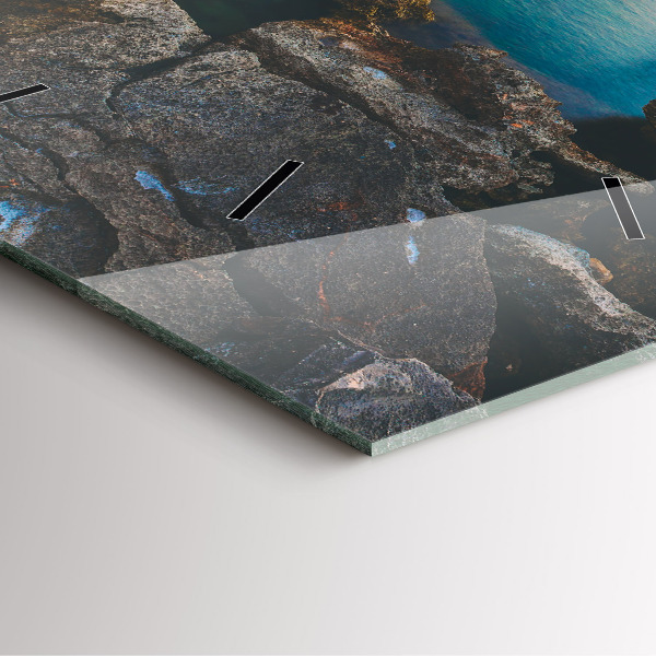 Square glass wall clock Sea landscape