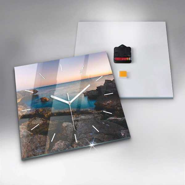 Square glass wall clock Sea landscape