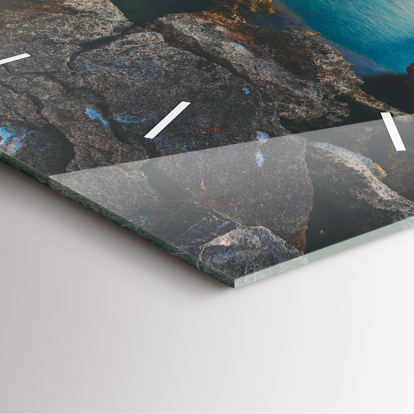 Square glass wall clock Sea landscape