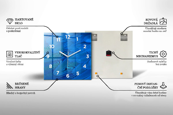 Square glass wall clock Sea landscape