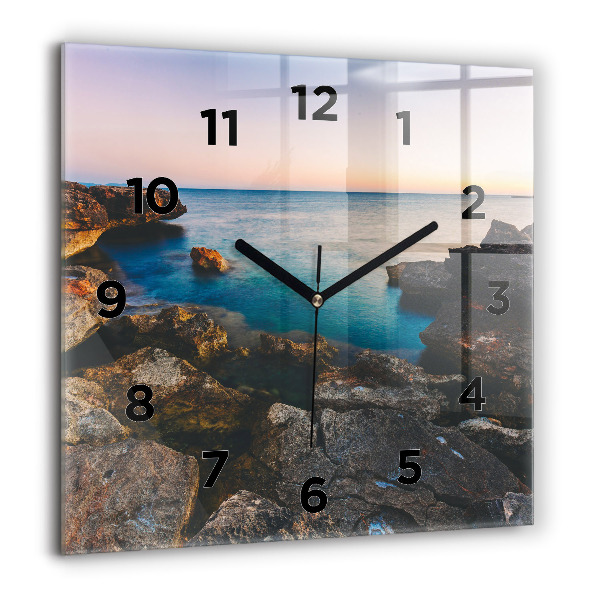 Square glass wall clock Sea landscape