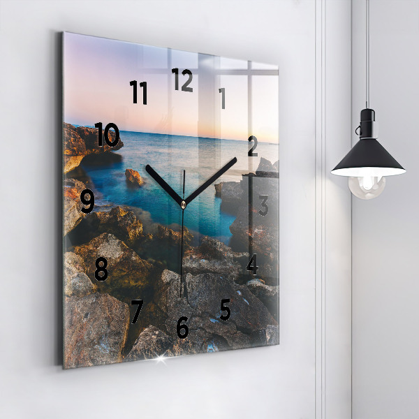Square glass wall clock Sea landscape
