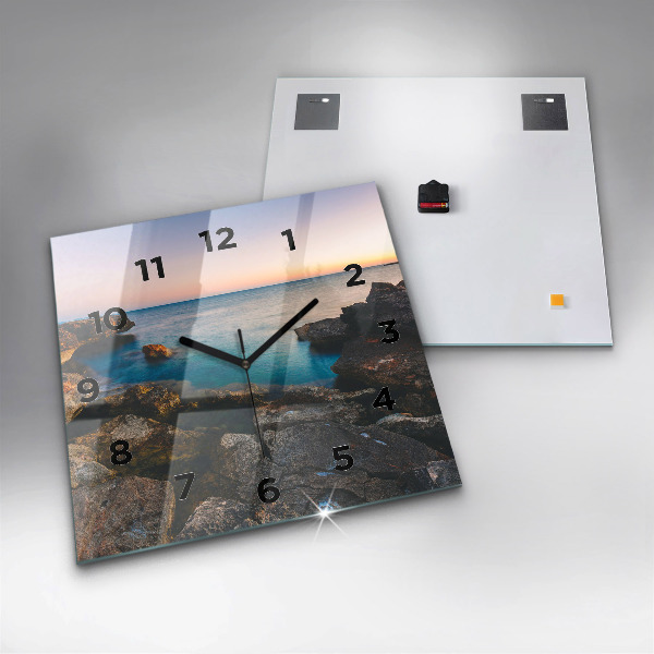 Square glass wall clock Sea landscape