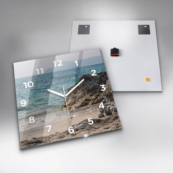 Square glass wall clock View of the Mediterranean Sea