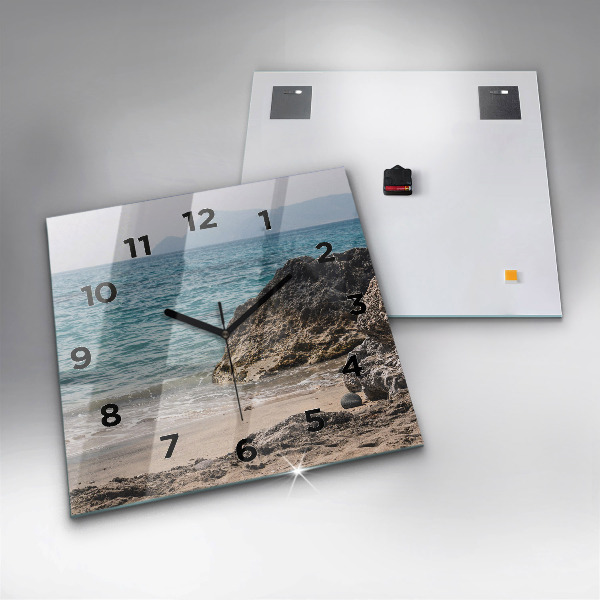 Square glass wall clock View of the Mediterranean Sea