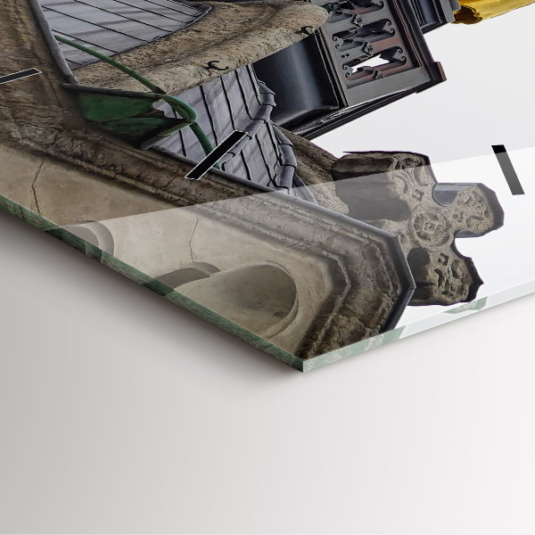 Square glass wall clock Statue of the Virgin Mary in Lyon