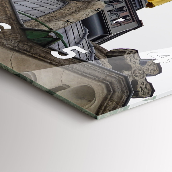 Square glass wall clock Statue of the Virgin Mary in Lyon