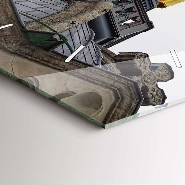 Square glass wall clock Statue of the Virgin Mary in Lyon