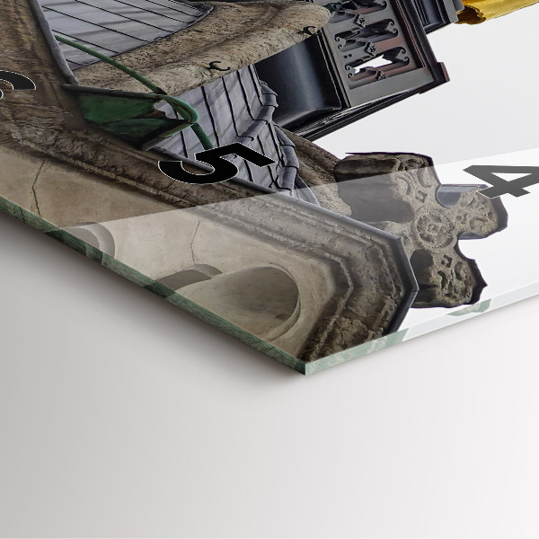 Square glass wall clock Statue of the Virgin Mary in Lyon