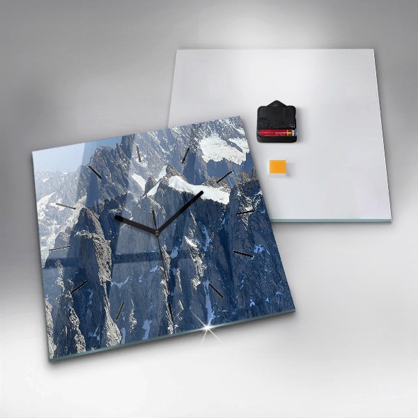 Square glass wall clock Alps Mountains in Winter