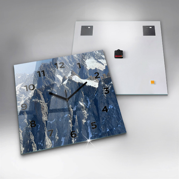 Square glass wall clock Alps Mountains in Winter