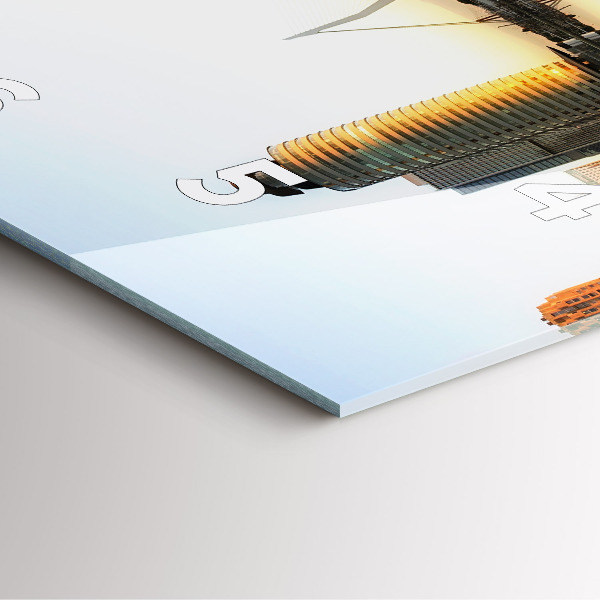 Square glass wall clock A city on the river