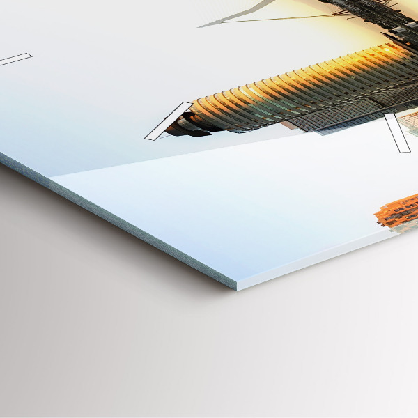 Square glass wall clock A city on the river