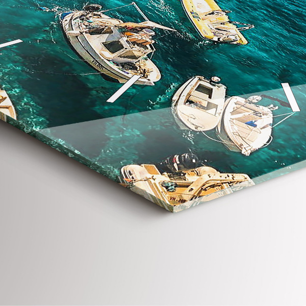 Square glass wall clock Boats in Croatia