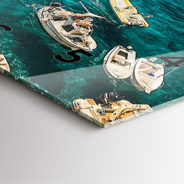 Square glass wall clock Boats in Croatia