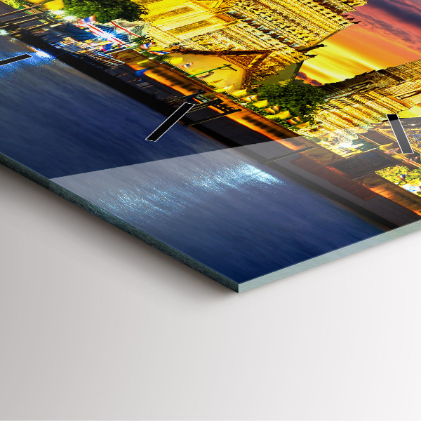 Square glass wall clock Temple in Bangkok