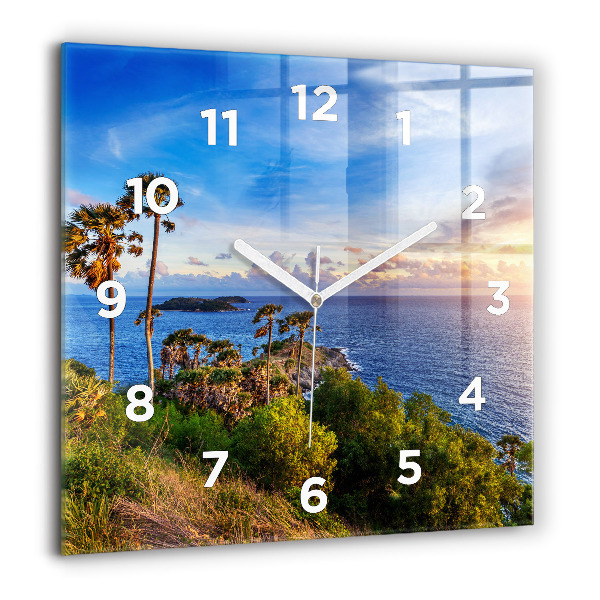 Square glass wall clock Phuket in Thailand