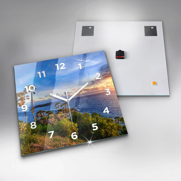 Square glass wall clock Phuket in Thailand