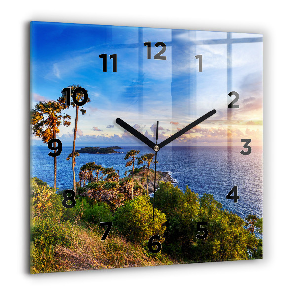 Square glass wall clock Phuket in Thailand