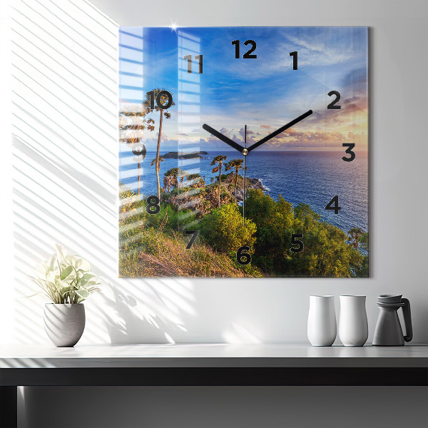 Square glass wall clock Phuket in Thailand