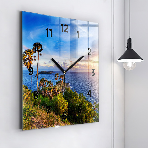 Square glass wall clock Phuket in Thailand