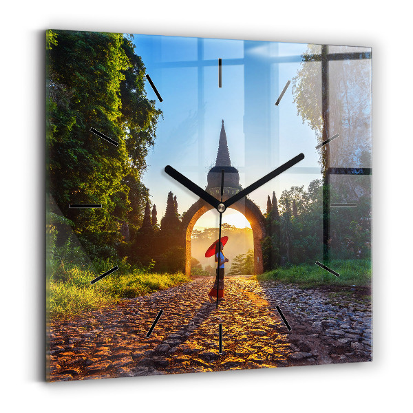 Square glass wall clock Surat Thani Park Thailand