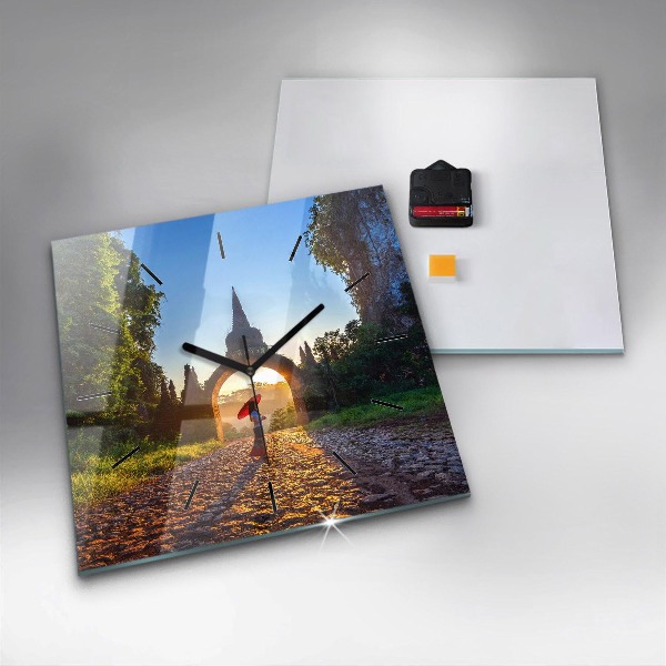 Square glass wall clock Surat Thani Park Thailand