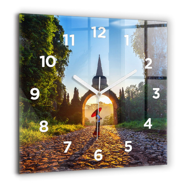 Square glass wall clock Surat Thani Park Thailand