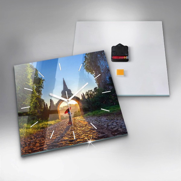 Square glass wall clock Surat Thani Park Thailand