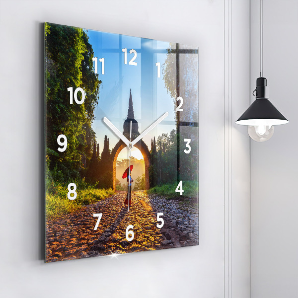 Square glass wall clock Surat Thani Park Thailand