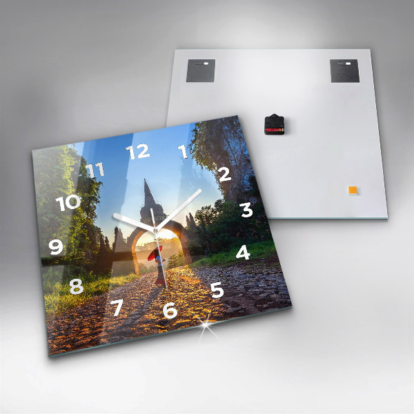 Square glass wall clock Surat Thani Park Thailand