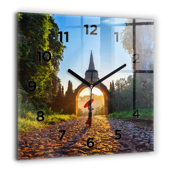 Square glass wall clock Surat Thani Park Thailand