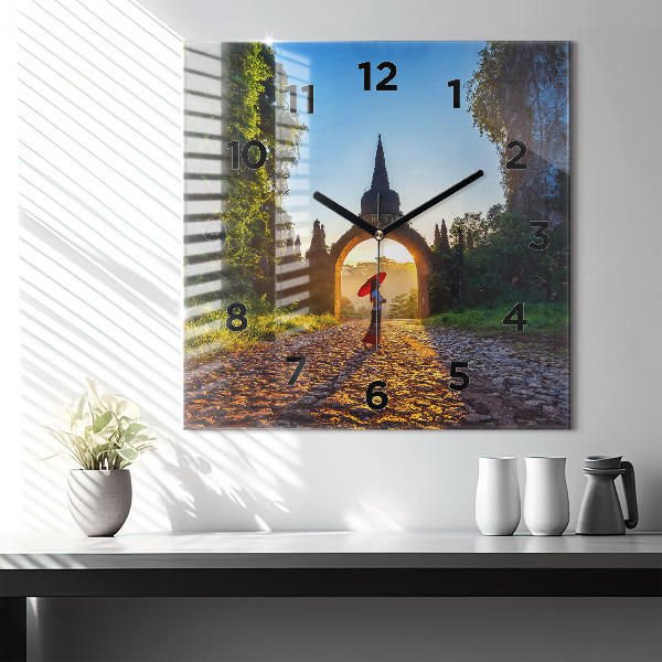 Square glass wall clock Surat Thani Park Thailand