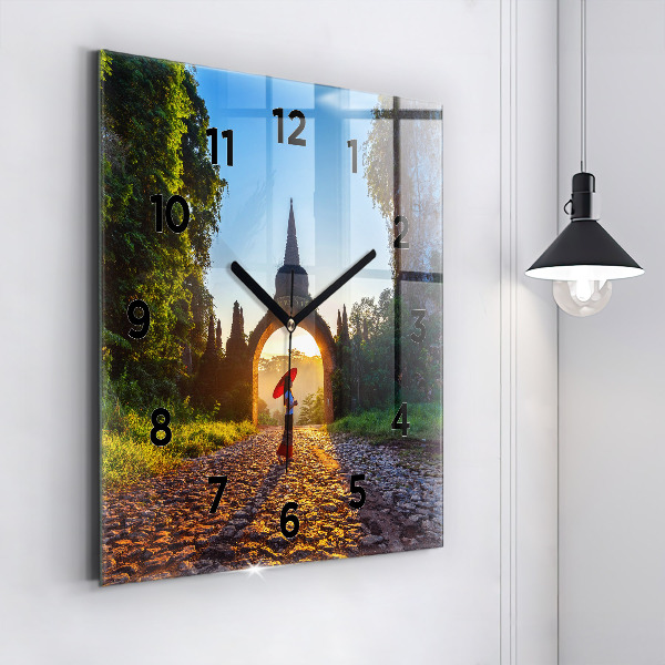 Square glass wall clock Surat Thani Park Thailand