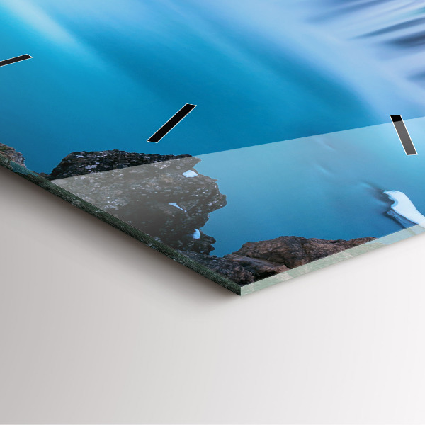 Square glass wall clock Godafoss Waterfall Iceland