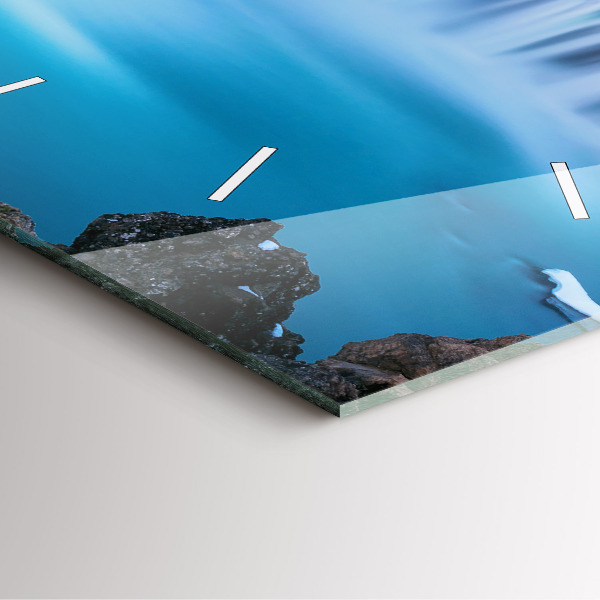 Square glass wall clock Godafoss Waterfall Iceland