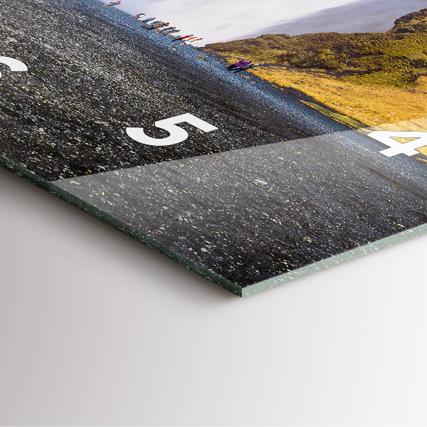 Square glass wall clock Waterfall in Iceland